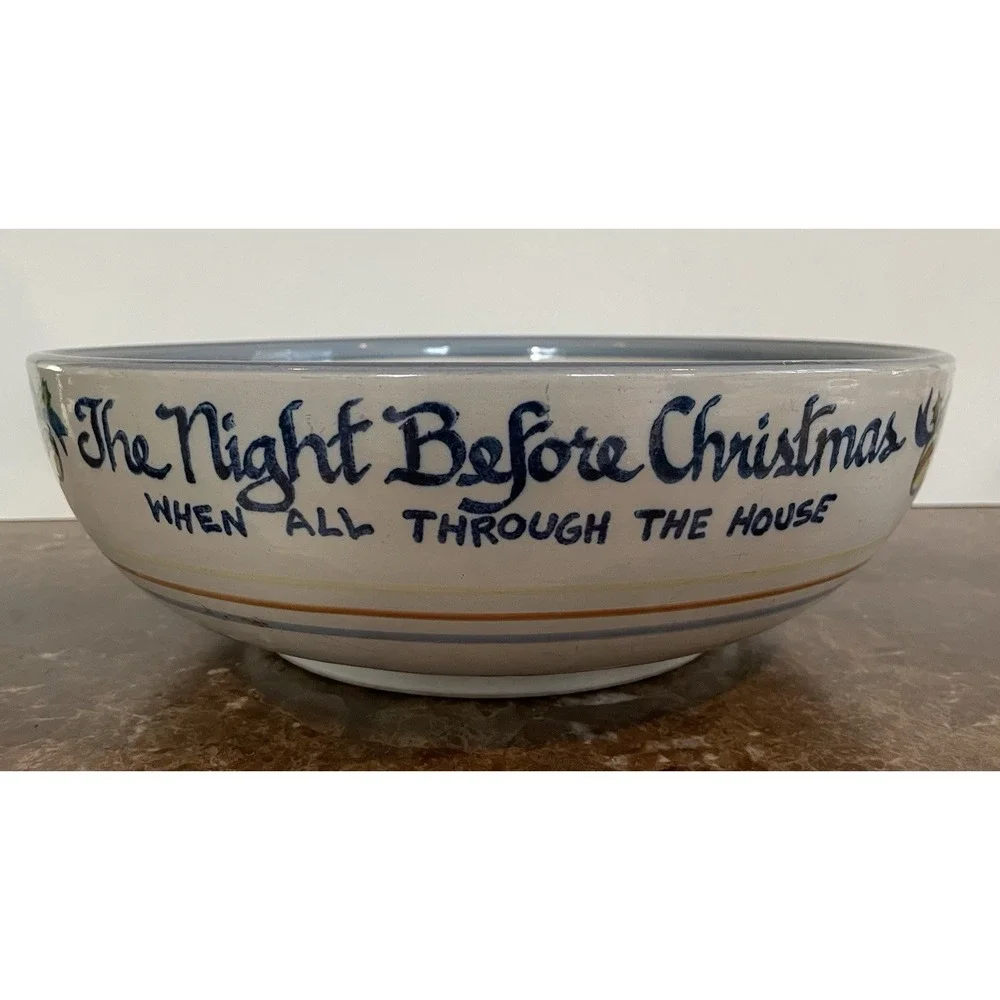 Louisville Stoneware The Night Before Christmas Large Serving Bowl Holiday 12.5‎